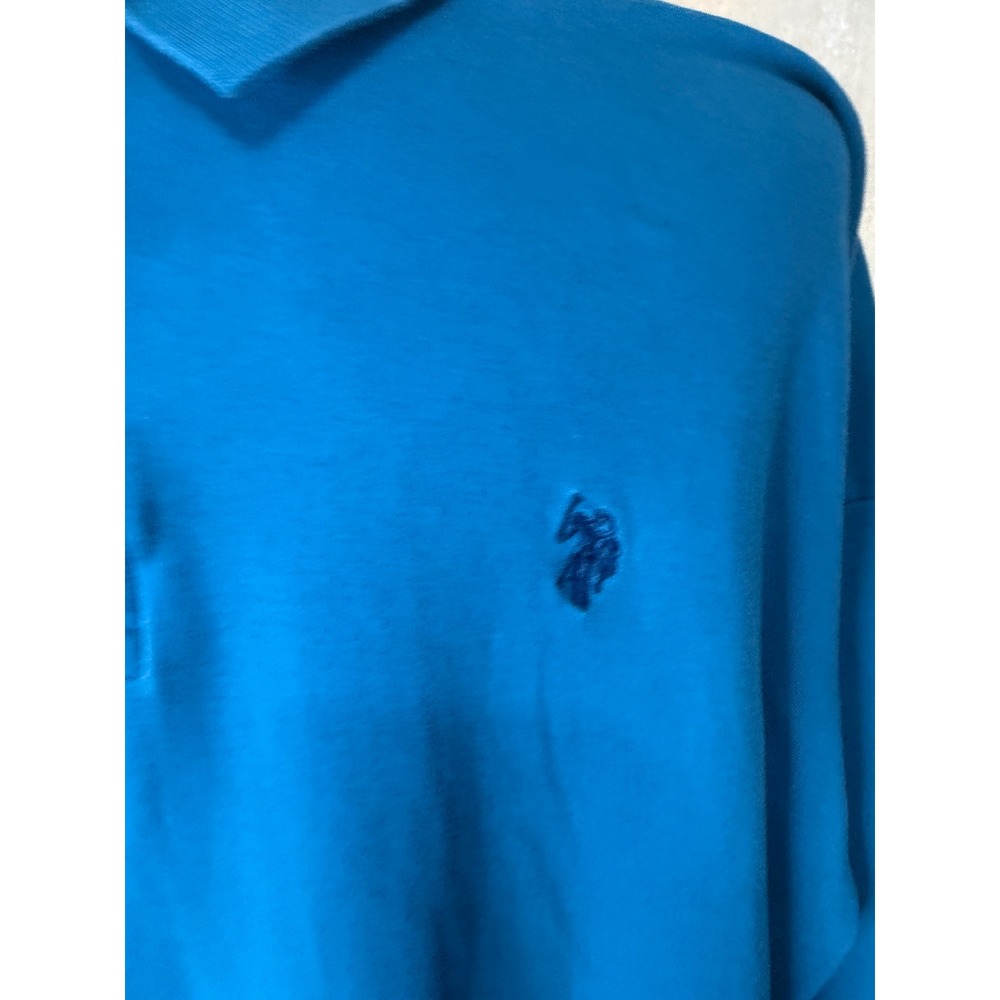 US Polo Assn Mens 2XLT Blue Luxury Feel Short Sleeve Cotton Polo Shirt Tall - Picture 3 of 6